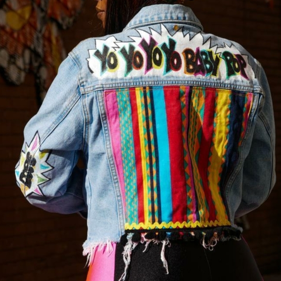 Custom Salt-n-Pepa Inspired Denim Cropped Jacket Size Medium / Large - Picture 15 of 16